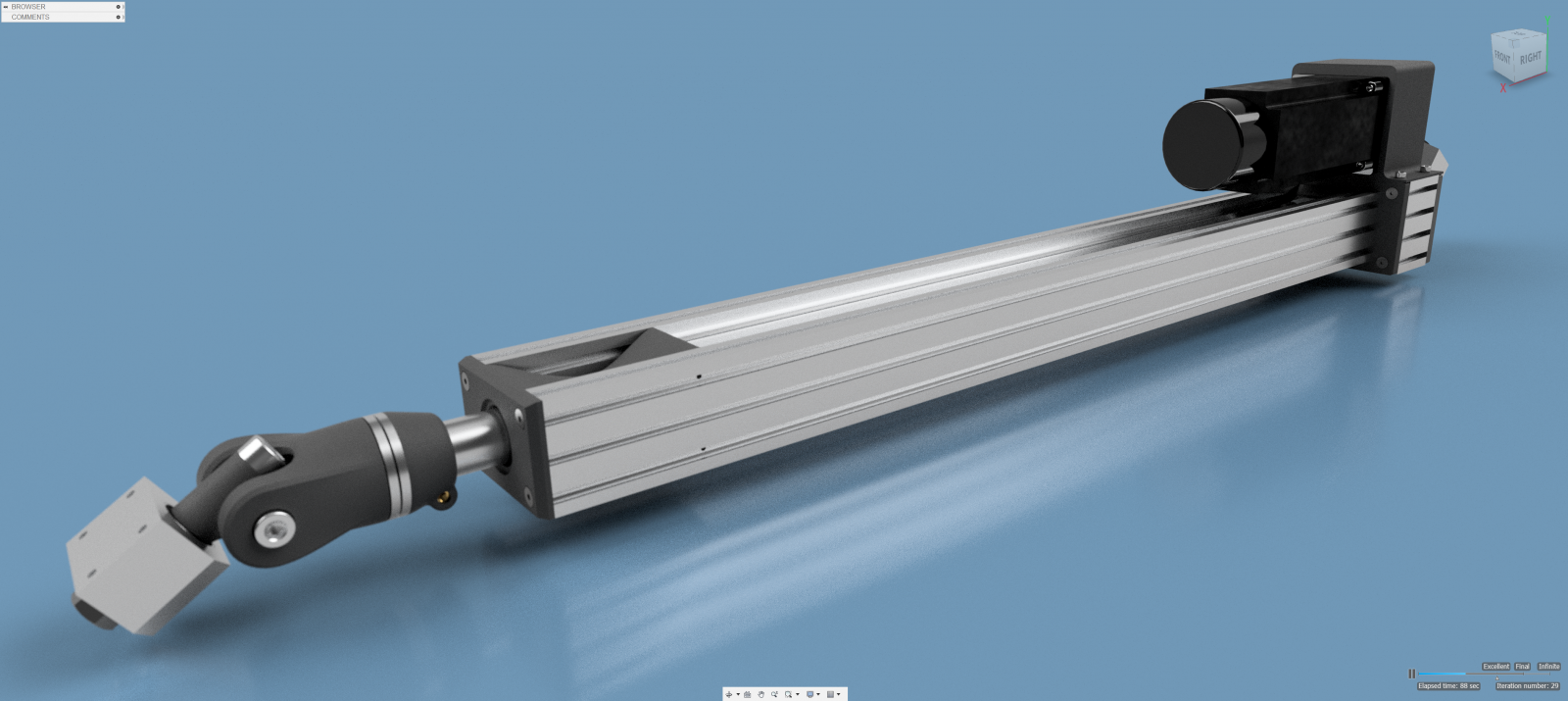 Linear actuator using ClearPath Integrated Servo System 72V DC