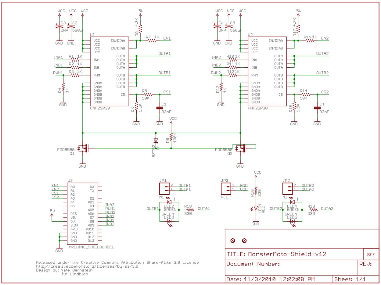 Принципиальная схема motor shield